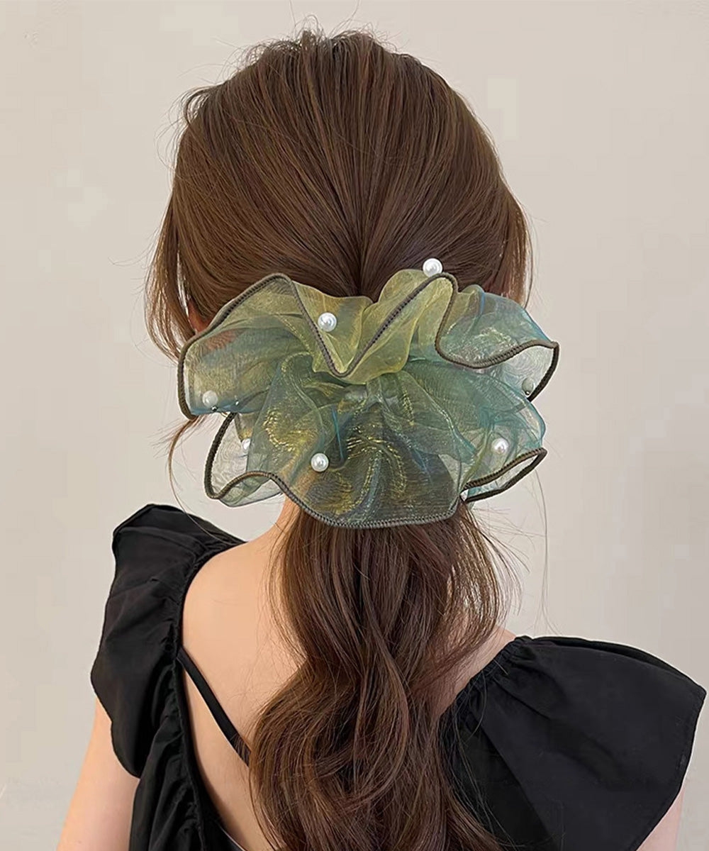 ボリュームシュシュオーガンジーヘアアクセ イエロー*ブルー