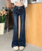 セミフレアデニムパンツ レディース 美脚 ベルト付き デニムスキニー 韓国風 フィット感 着やせ脚長 カジュアル レトロ ロングパンツ 細身 ブーツカットデニム 617KZ-008