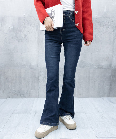 セミフレアデニムパンツ レディース 美脚 ベルト付き デニムスキニー 韓国風 フィット感 着やせ脚長 カジュアル レトロ ロングパンツ 細身 ブーツカットデニム 617KZ-008