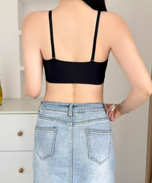 フロントホックブラ ノンワイヤー 盛れる 谷間見せノンワイヤーブラ 肩紐付2way シンプル無地 美胸美背 シームレスブラトップ ドレスブラ結婚式用 快適インナー 617NY-004