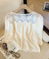 レース透かし袖ボリュームブラウス 春夏 レースブラウス透け感 刺しゅう エレガント パフスリーブ フェミニン スカラップ裾 デート服 シースルーきれいめトップス 617SY-003