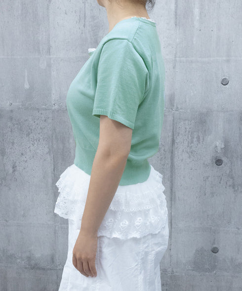 スクエアネック サマーニット トップス レディース カジュアル ニットカットソー 韓国風 半袖 シンプル プルオーバー 無地 薄手ニットセーター おしゃれ 春夏 617SY-006