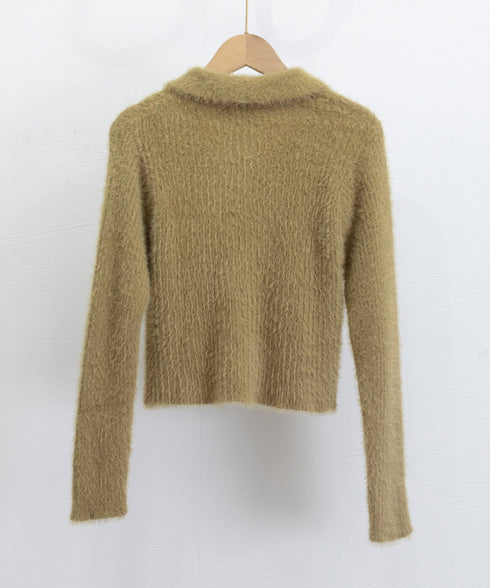 シャギーカーディガンゴールドボタン韓国風 レディース 秋冬服 大人可愛い ニットトップス 長袖 ミンクタッチカーディガン ふわふわ モヘヤ風セーター おしゃれ 617SY-009