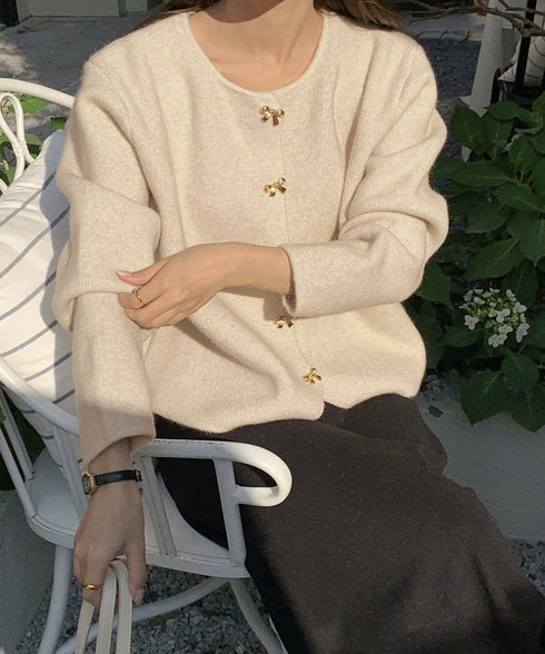金ボタンニットカーディガン 秋冬 韓国風 レディース ニットトップス 前開きニットウェア無地 ニットセーター長袖 ニット羽織 着回し おしゃれ ニットアウター通学 617SY-012