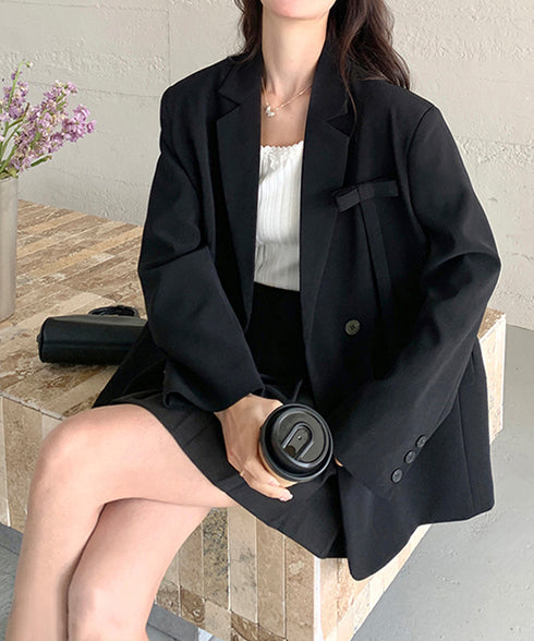 ダブルボタンテーラードジャケットアウター 肩パッド入りオーバーサイズジャケット ポケット付き スーツジャケット オフィスカジュアル 韓国風 ベーシックアウター長袖 617SY-015