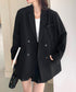ダブルボタンテーラードジャケットアウター 肩パッド入りオーバーサイズジャケット ポケット付き スーツジャケット オフィスカジュアル 韓国風 ベーシックアウター長袖 617SY-015