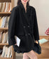 ダブルボタンテーラードジャケットアウター 肩パッド入りオーバーサイズジャケット ポケット付き スーツジャケット オフィスカジュアル 韓国風 ベーシックアウター長袖 617SY-015