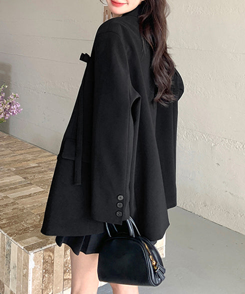 ダブルボタンテーラードジャケットアウター 肩パッド入りオーバーサイズジャケット ポケット付き スーツジャケット オフィスカジュアル 韓国風 ベーシックアウター長袖 617SY-015