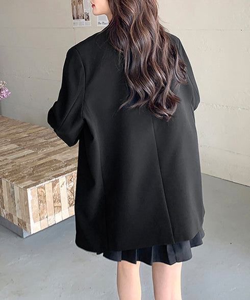 ダブルボタンテーラードジャケットアウター 肩パッド入りオーバーサイズジャケット ポケット付き スーツジャケット オフィスカジュアル 韓国風 ベーシックアウター長袖 617SY-015