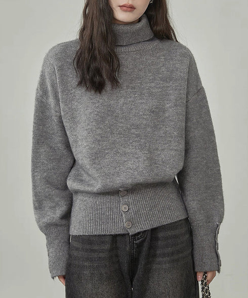 タートルネックリブニット トップス秋冬服 ハイネックニット レディース きれいめ 折り襟ニットソー 着やせ 大人 可愛いニット シンプル ドロップショルダーニット 617SY-016