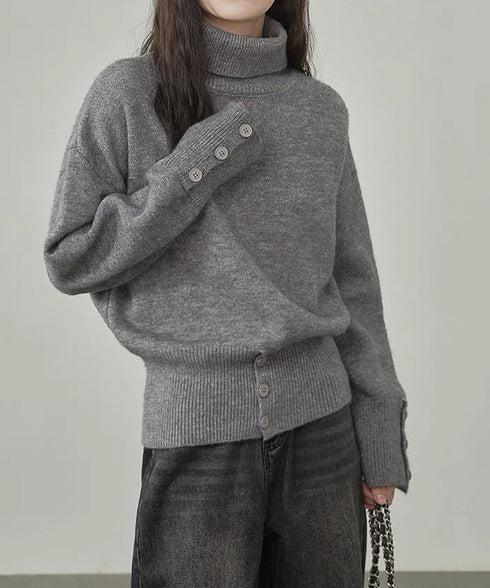 タートルネックリブニット トップス秋冬服 ハイネックニット レディース きれいめ 折り襟ニットソー 着やせ 大人 可愛いニット シンプル ドロップショルダーニット 617SY-016