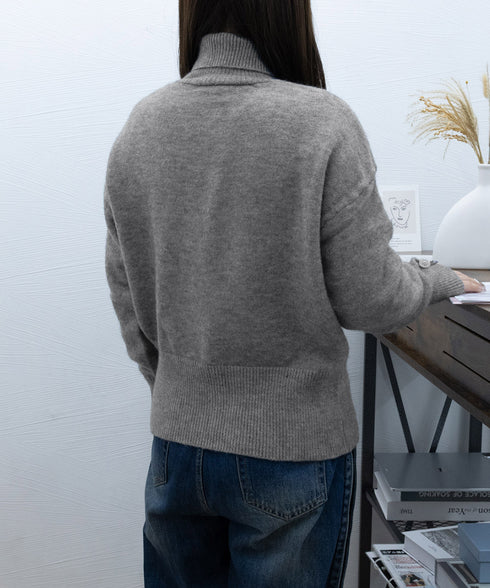 タートルネックリブニット トップス秋冬服 ハイネックニット レディース きれいめ 折り襟ニットソー 着やせ 大人 可愛いニット シンプル ドロップショルダーニット 617SY-016