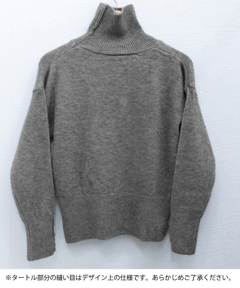 タートルネックリブニット トップス秋冬服 ハイネックニット レディース きれいめ 折り襟ニットソー 着やせ 大人 可愛いニット シンプル ドロップショルダーニット 617SY-016