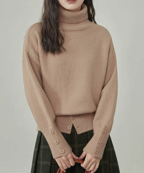タートルネックリブニット トップス秋冬服 ハイネックニット レディース きれいめ 折り襟ニットソー 着やせ 大人 可愛いニット シンプル ドロップショルダーニット 617SY-016