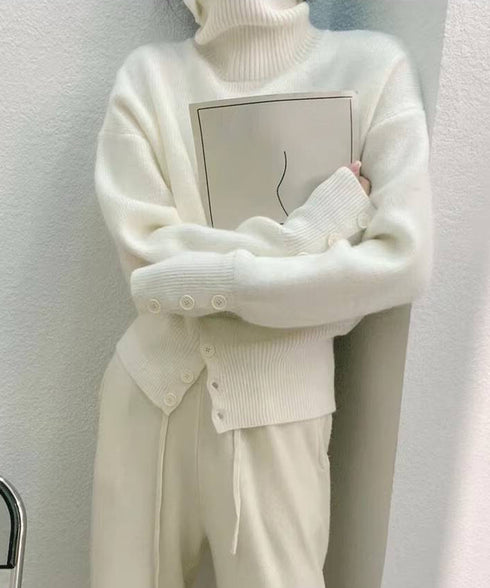 タートルネックリブニット トップス秋冬服 ハイネックニット レディース きれいめ 折り襟ニットソー 着やせ 大人 可愛いニット シンプル ドロップショルダーニット 617SY-016