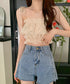 フリル キャミソール ペプラムキャミ夏服 レディース 肩リボン トップス 無地ノースリーブ 韓国風 フリルビスチェ 大人可愛いキャミ へそ出し 薄手 トップス 617SY-020