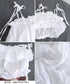 フリル キャミソール ペプラムキャミ夏服 レディース 肩リボン トップス 無地ノースリーブ 韓国風 フリルビスチェ 大人可愛いキャミ へそ出し 薄手 トップス 617SY-020