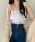 フリル キャミソール ペプラムキャミ夏服 レディース 肩リボン トップス 無地ノースリーブ 韓国風 フリルビスチェ 大人可愛いキャミ へそ出し 薄手 トップス 617SY-020