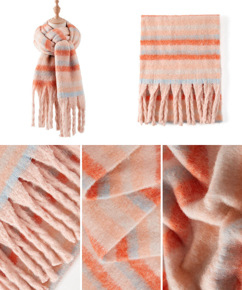 ボリュームマフラー大判 ふわふわマフラー 秋冬レディース 大判マフラー もこもこ 防寒保温マフラー フリンジ お出掛け 暖かいマフラー 大判ストール 通勤 通学 617WJ-001