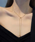 ロングネックレス ラリエット Y字ネックレス 大人カジュアル トレンド 流行人気 韓流 アクセサリー パーティージュエリー シンプル きれいめ首飾り 617XL-002