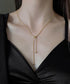 ロングネックレス ラリエット Y字ネックレス 大人カジュアル トレンド 流行人気 韓流 アクセサリー パーティージュエリー シンプル きれいめ首飾り 617XL-002