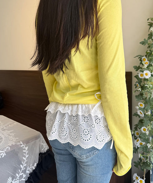 シアーラップスカート レースヒップカバー つけすそ シースルー付け裾 レイヤード ウエストリボン フェミニンスカート マルチウェア ガーリー ショート丈スカート 617XW-002