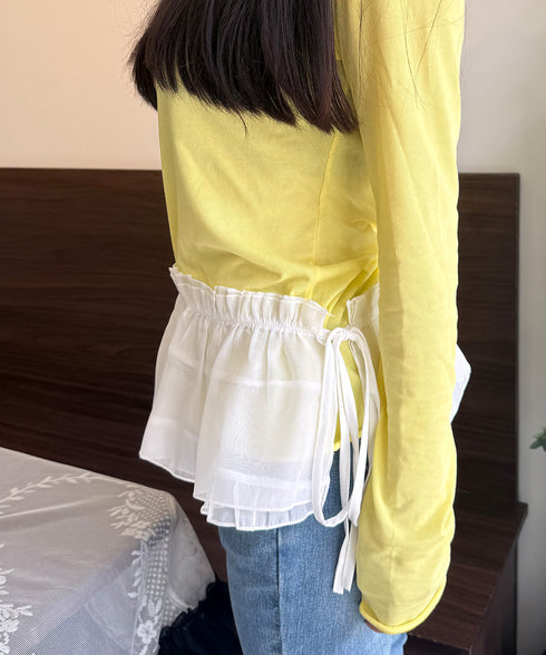 シアーラップスカート レースヒップカバー つけすそ シースルー付け裾 レイヤード ウエストリボン フェミニンスカート マルチウェア ガーリー ショート丈スカート 617XW-002