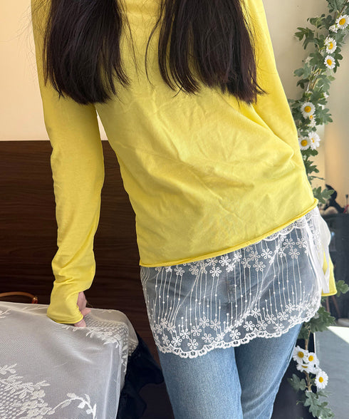 シアーラップスカート レースヒップカバー つけすそ シースルー付け裾 レイヤード ウエストリボン フェミニンスカート マルチウェア ガーリー ショート丈スカート 617XW-002