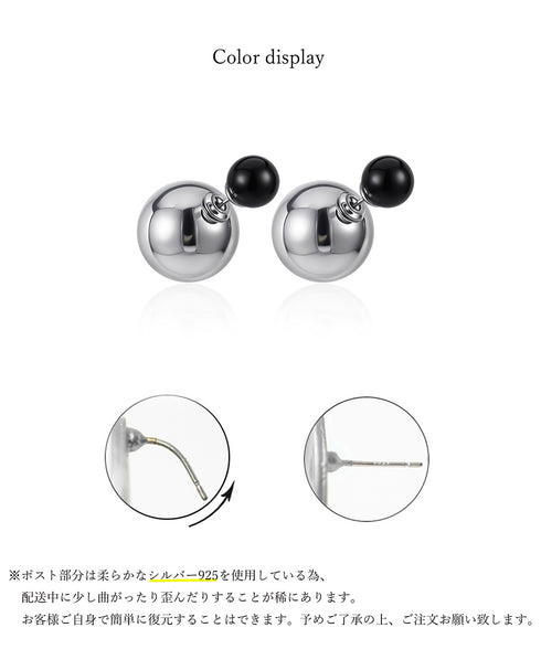 韓国風メタルボールスタッドピアスきれいめ ピアス レディース 両耳ピアス シルバー ダブルボール モード ピアス 上品 大人可愛い トレンド ユニセックス ピアス 617XW-004