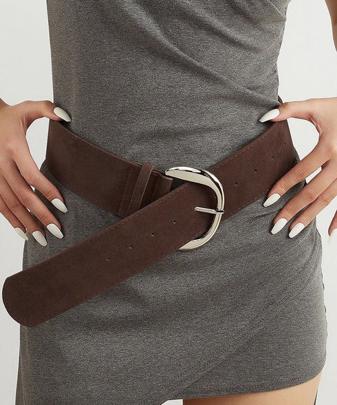 ヴィンテージ風スエードバックルベルト レディース ワイドベルト オシャレ 太ベルト エレガント スエードベルト フェミニン ワンピースベルト シンプル 韓国風 617XW-005