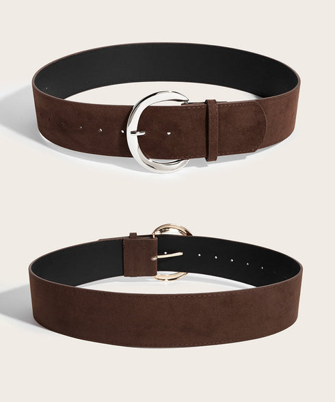 ヴィンテージ風スエードバックルベルト レディース ワイドベルト オシャレ 太ベルト エレガント スエードベルト フェミニン ワンピースベルト シンプル 韓国風 617XW-005