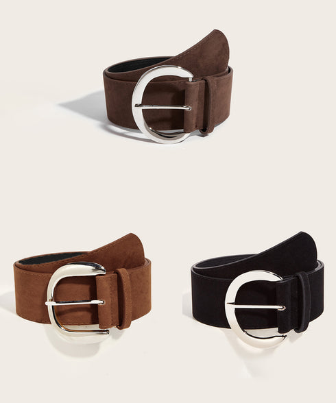 ヴィンテージ風スエードバックルベルト レディース ワイドベルト オシャレ 太ベルト エレガント スエードベルト フェミニン ワンピースベルト シンプル 韓国風 617XW-005