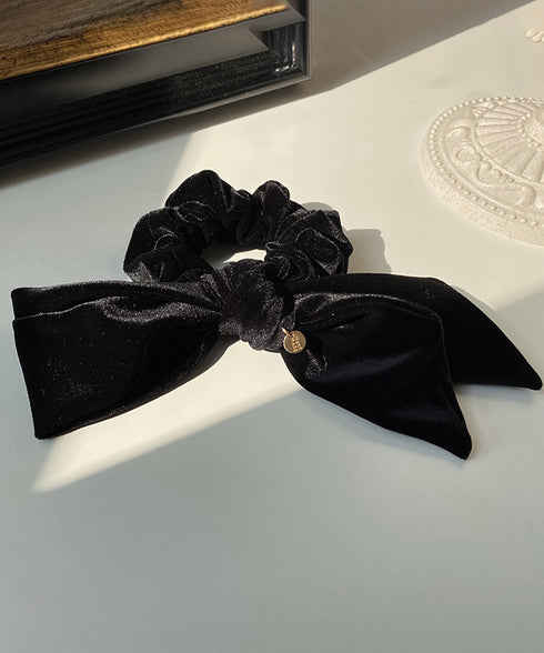 リボン付きシュシュ ヘアゴム 韓国風 レディース ヘアバンド ヘアアレンジ 無地 髪留め 髪飾り オルチャン おしゃれ 大人 可愛い オフィスカジュアル 雑貨 617XW-010