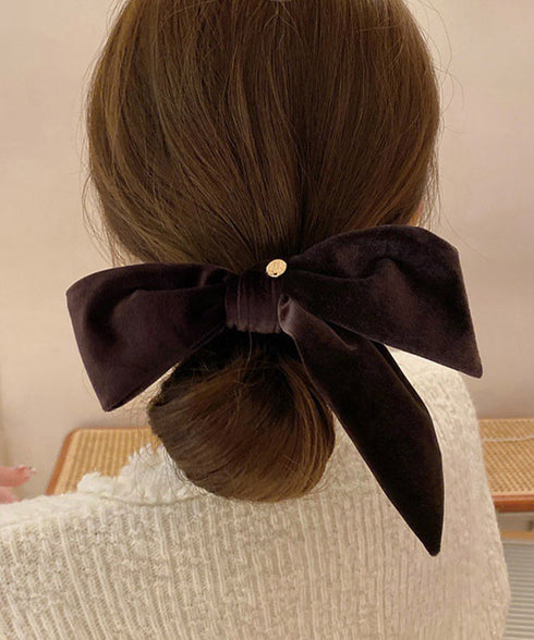 リボン付きシュシュ ヘアゴム 韓国風 レディース ヘアバンド ヘアアレンジ 無地 髪留め 髪飾り オルチャン おしゃれ 大人 可愛い オフィスカジュアル 雑貨 617XW-010