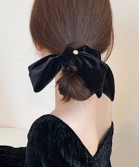 リボン付きシュシュ ヘアゴム 韓国風 レディース ヘアバンド ヘアアレンジ 無地 髪留め 髪飾り オルチャン おしゃれ 大人 可愛い オフィスカジュアル 雑貨 617XW-010