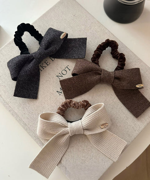 蝶結びヘアゴム シュシュ 3色 韓国風 レディース ヘアバンド まとめ髪 オルチャン 髪飾り おしゃれ 可愛い 発表会 女子会 デート ヘアアクセサリー 雑貨 617XW-012