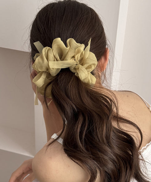 リボンシュシュ 透け感ヘアゴムレディース レディース ヘアアレンジ 髪飾り リボン お団子 フェミニン オルチャン 大人 可愛い おしゃれ雑貨 結婚式 パーティー 617XW-017