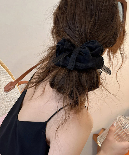 リボンシュシュ 透け感ヘアゴムレディース レディース ヘアアレンジ 髪飾り リボン お団子 フェミニン オルチャン 大人 可愛い おしゃれ雑貨 結婚式 パーティー 617XW-017