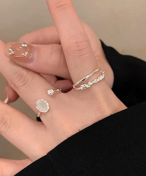 オープンリング2点セット 指輪 新作 重ね付けリング レディース お洒落アクセサリー 大人かわいい 2点セット韓国風リングプレゼント 女子会 ファッション小物 617XW-018