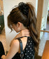 キラキラフリル リボンヘアバナナクリップ おしゃれ ヘアアクセサリー 髪留め レディース ヘアクリップ 清楚 まとめ髪 大人 かわいい フェミニン 女子会 演奏会 617XW-023