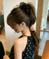 キラキラフリル リボンヘアバナナクリップ おしゃれ ヘアアクセサリー 髪留め レディース ヘアクリップ 清楚 まとめ髪 大人 かわいい フェミニン 女子会 演奏会 617XW-023
