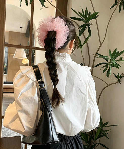 透け感シュシュ 大きめ 韓国風 ヘアゴム レディース ヘアアレンジ おしゃれ オルチャン 大人 可愛い 髪飾り 卒業式 入学式 結婚式 発表会 フェミニン 雑貨 617XW-025