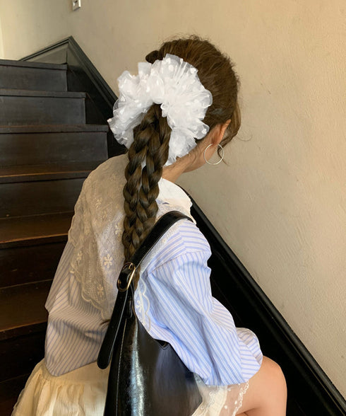 透け感シュシュ 大きめ 韓国風 ヘアゴム レディース ヘアアレンジ おしゃれ オルチャン 大人 可愛い 髪飾り 卒業式 入学式 結婚式 発表会 フェミニン 雑貨 617XW-025