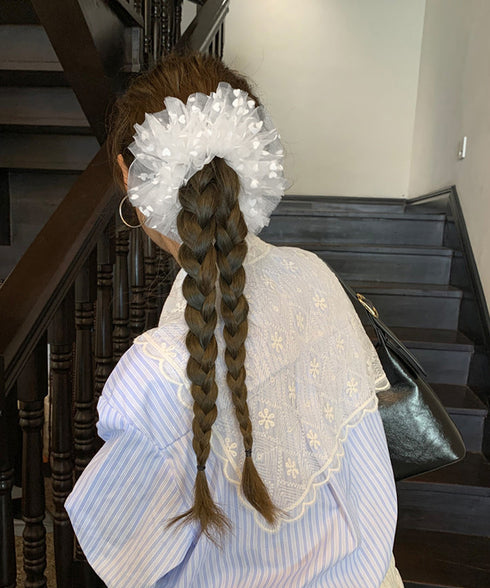 透け感シュシュ 大きめ 韓国風 ヘアゴム レディース ヘアアレンジ おしゃれ オルチャン 大人 可愛い 髪飾り 卒業式 入学式 結婚式 発表会 フェミニン 雑貨 617XW-025