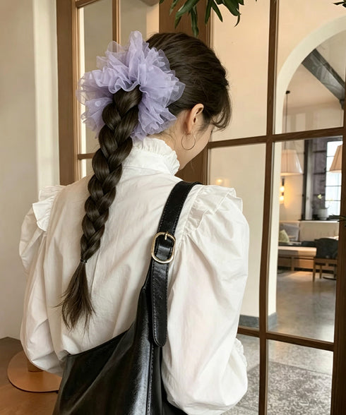 透け感シュシュ 大きめ 韓国風 ヘアゴム レディース ヘアアレンジ おしゃれ オルチャン 大人 可愛い 髪飾り 卒業式 入学式 結婚式 発表会 フェミニン 雑貨 617XW-025