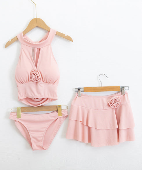 ビキニ水着3点セット盛れる水着レディース 大人可愛いタンキニ ホルターネック水着 セクシーセパレート水着 海水浴ビスチェ水着スイムウェア バックシャン水着 617YY-001