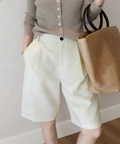 タックショートパンツ ハイウエスト 美脚 5分丈 ショートパンツ レディース Aラインパンツ 着やせ半ズボン ゆったり体型カバー脚長ショーパン 20代30代40代 6CXINI-011