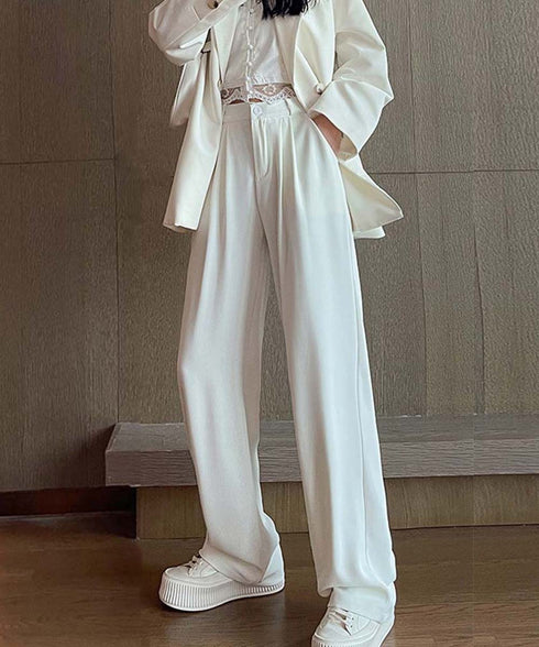 ワイドパンツ タック入り レディース ハイウエスト ストレートパンツ おしゃれ 美脚 セミワイドパンツ 脚長パンツ 春秋夏 カジュアル ロングパンツ 着やせ 6FEIZHE-005
