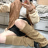 ブーツカットニットレッグウォーマーロング レディース ボリューム 足首ウォーマー 韓国 履きやすい 防寒グッズ 冷え取り ニットレックカバー フレア 美脚スタイル 6HEHONG-002