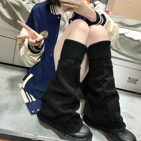 ブーツカットニットレッグウォーマーロング レディース ボリューム 足首ウォーマー 韓国 履きやすい 防寒グッズ 冷え取り ニットレックカバー フレア 美脚スタイル 6HEHONG-002